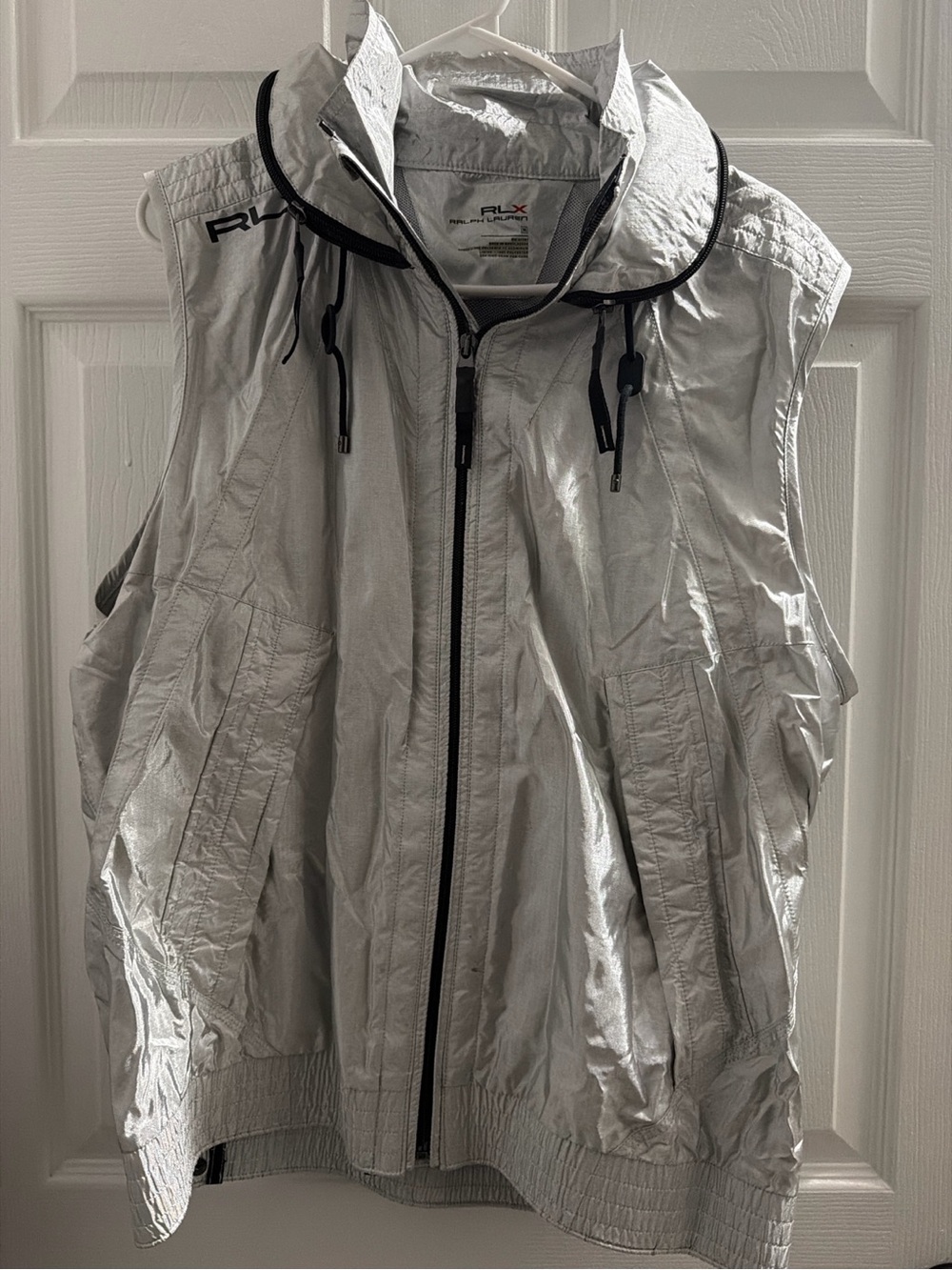 Ralph Lauren RLX Silver Hooded Windbreaker Vest